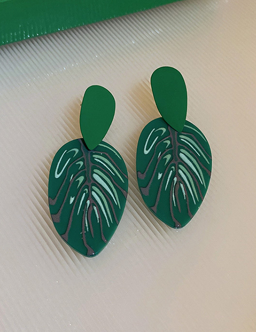 Fashion 3# Green Leaf Earrings Alloy Geometric Leaf Earrings