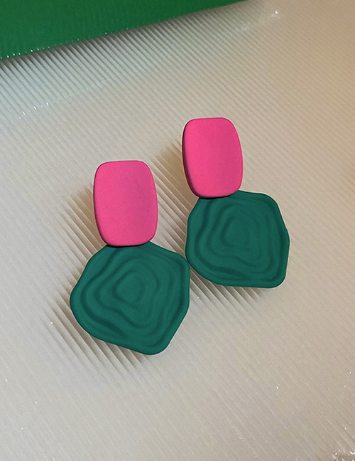 Fashion 4# Green Pleated Earrings Alloy Geometric Irregular Earrings