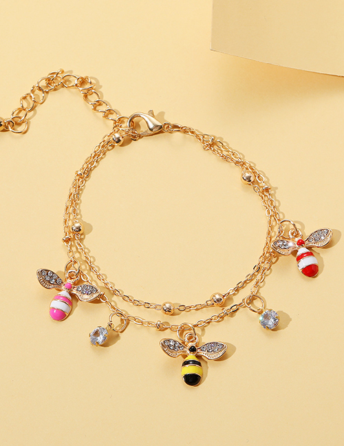 Fashion Combination Alloy Diamond Bee Double Bracelet