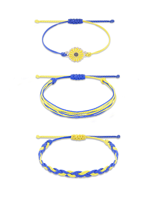 Fashion Three-piece Set Contrast Cord Braided Bracelet Set