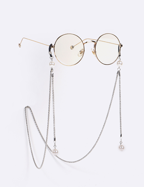 Fashion Silver Metal Corn Chain Pearl Glasses Chain