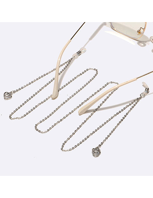 Fashion Silver Metal Diamond Heart Glasses Chain