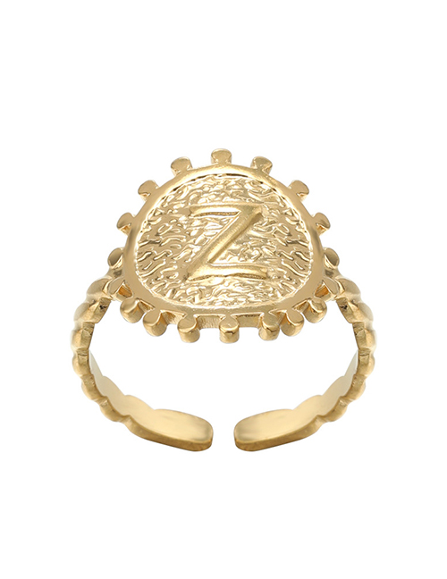 Fashion Gold Z Stainless Steel Oil Pressure 26 Letter Ring