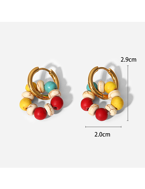 Fashion 2# Titanium Color Stone Beaded Round Earrings