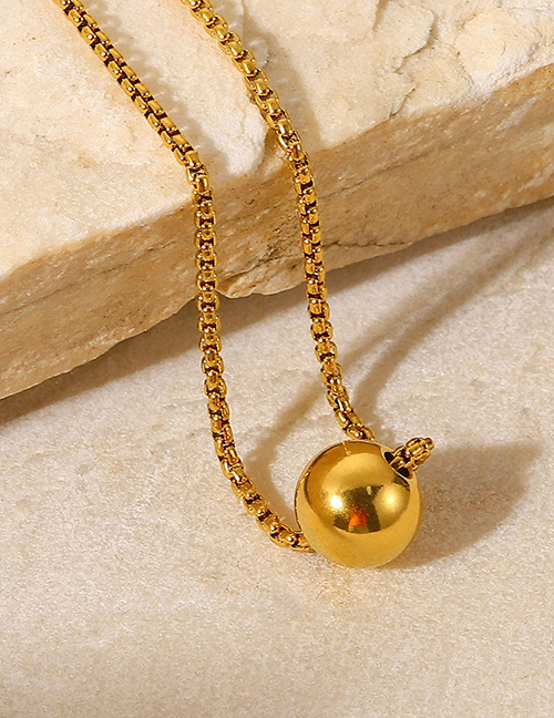 Fashion Gold Titanium Ball Box Chain Pull Necklace