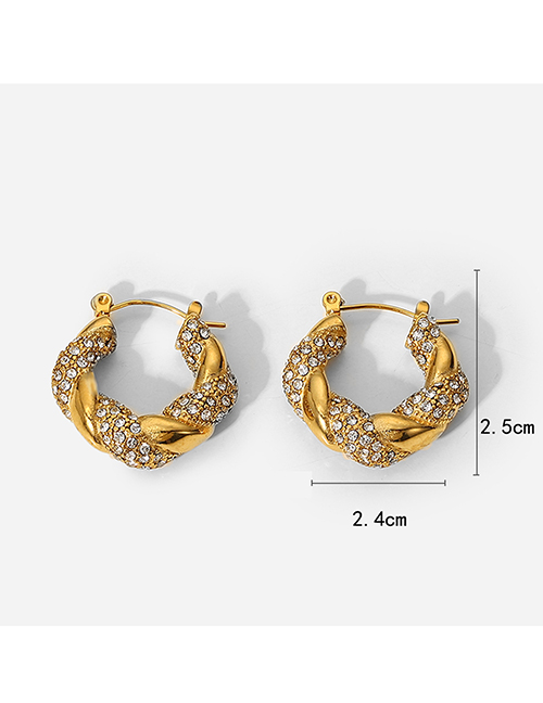Fashion 10# Titanium Diamond Twist Braided Round Earrings