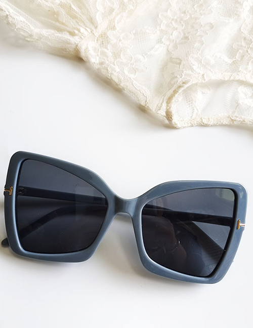 Fashion Grey Blue Pc Irregular Large Frame Sunglasses