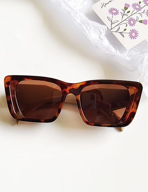 Fashion Leopard Print Pc Square Large Frame Sunglasses