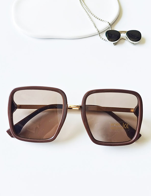 Fashion Mocha Brown Pc Square Large Frame Sunglasses