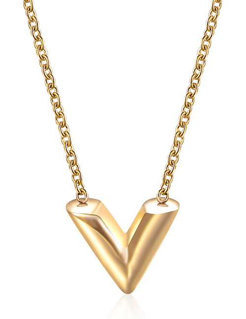 Fashion Gold Color Titanium V Necklace