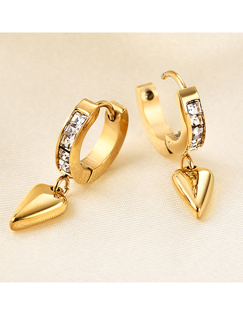 Fashion Gold Color Titanium Diamond Heart Earrings