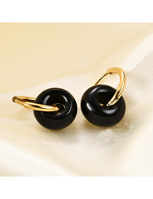 Fashion Black Titanium Black Onyx Geometric Earrings
