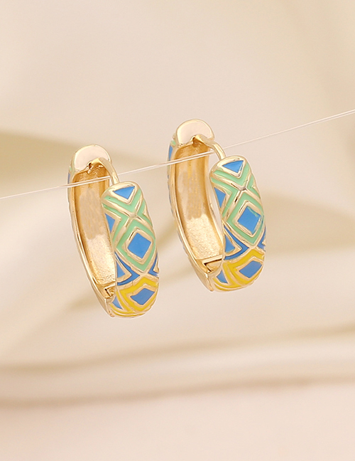 Fashion 8# Copper Drip Oil Diamond Earrings