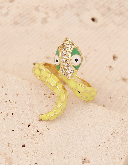 Fashion 8# Yellow Bronze Diamond Drip Oil Snake Ring