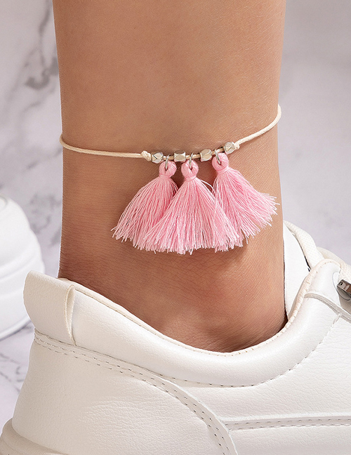 Fashion 3# Alloy Cord Braided Tassel Anklet