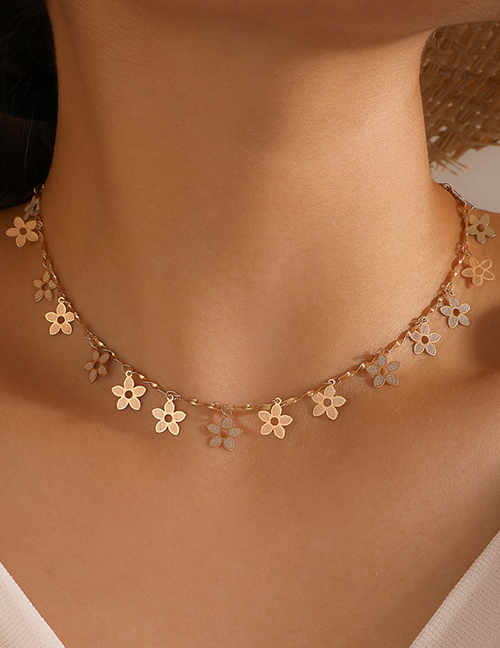 Fashion Gold Alloy Flower Disc Necklace