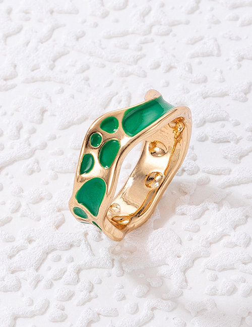 Fashion Green Irregular Geometric Drip Ring