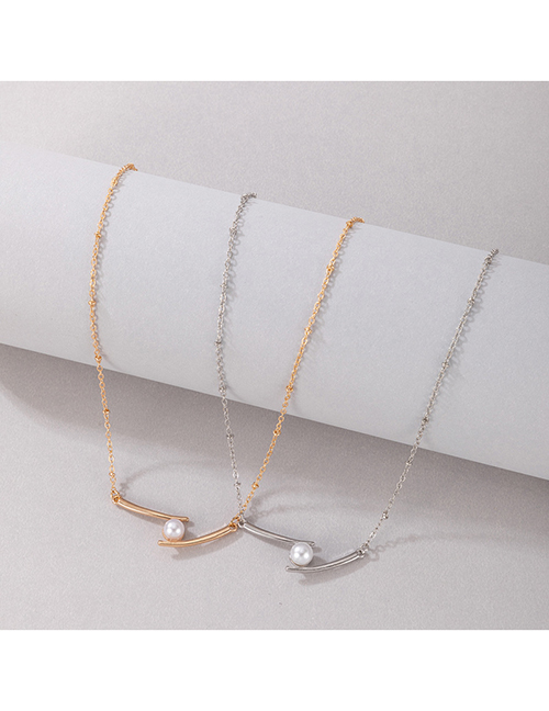 Fashion Gold And Silver Alloy Geometric Pearl Necklace
