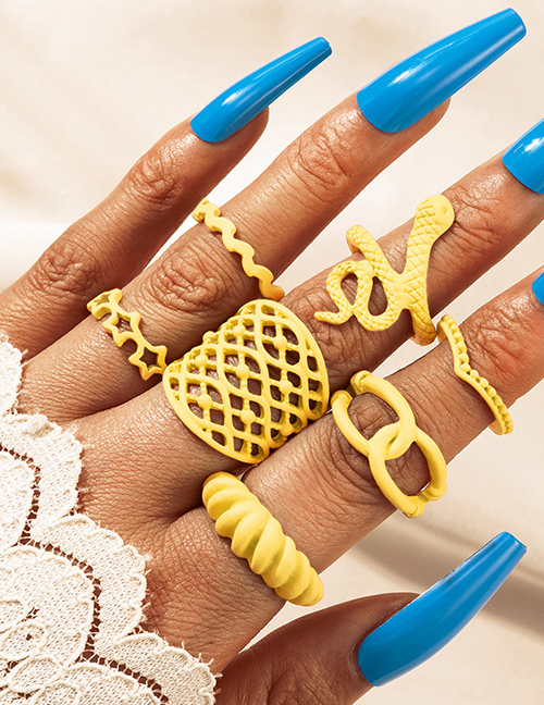Fashion 8# Alloy Spray Painted Snake Star Cross Ring Set