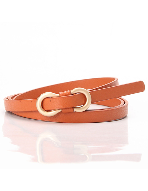 Fashion Camel Faux Leather Figure 8 Buckle Non-perforated Thin Belt