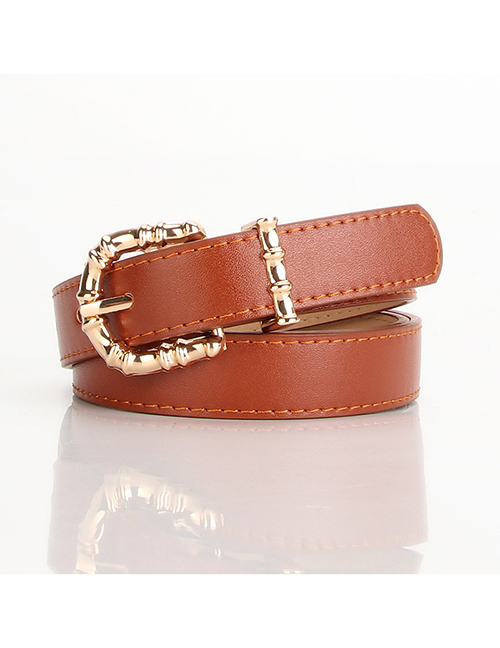 Fashion Camel Alloy Bamboo Buckle Wide Belt