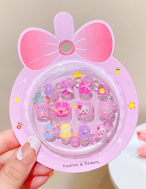 Fashion 1# Pink (nail Stickers + Pink Bracelet) Children's Cartoon Waterproof Nail Patch