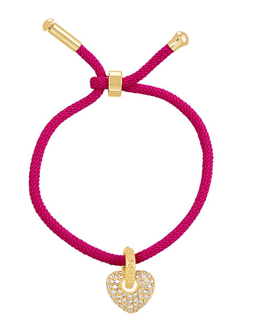 Fashion Red Braided Braided Bracelet With Brass And Zirconium Heart