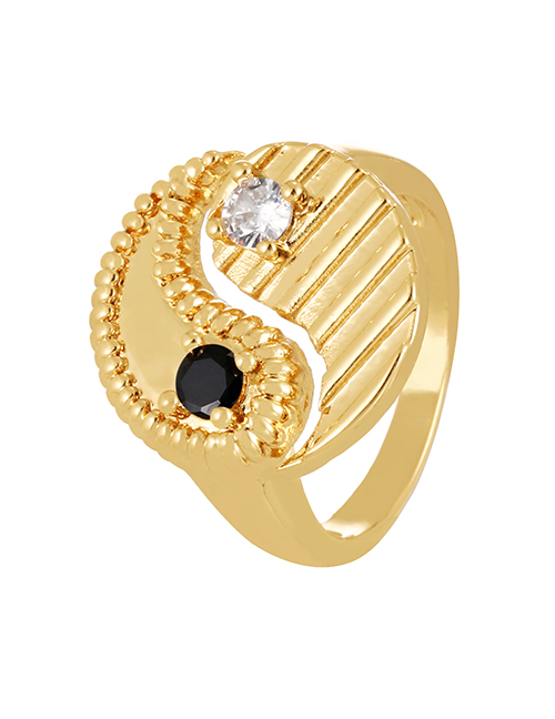 Fashion Black Bronze Zircon Tai Chi Waterdrop Ring