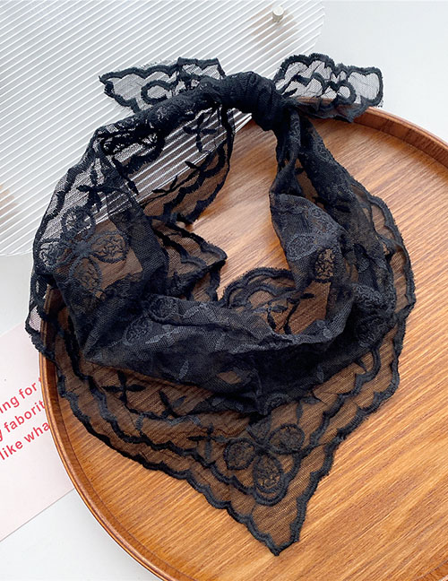 Fashion 4 Clover Black Lace Embroidered Neck Scarf