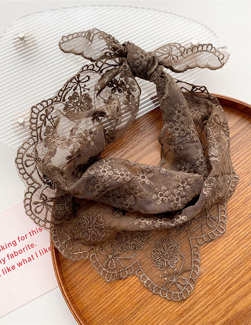 Fashion 1 Love Snowflake Brown Hollow Lace Embroidered Neck Scarf