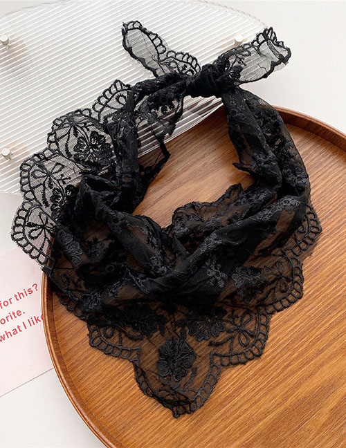 Fashion 6 Love Snowflake Black Hollow Lace Embroidered Neck Scarf