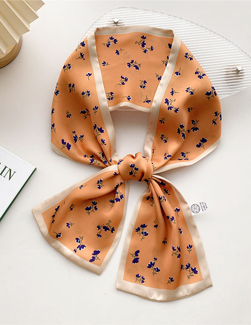 Fashion 4x Ingot Flower Orange Geometric Print Knotted Scarf