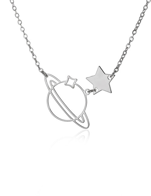 Fashion Platinum Titanium Steel Cosmic Star Necklace