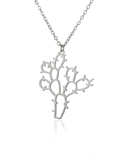 Fashion Platinum Cactus Stainless Steel Cactus Necklace