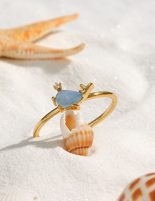 Fashion Dolphin Brass Diamond Dolphin Ring