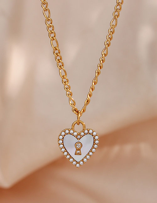 Fashion Gold Color Stainless Steel Twisted Shell Heart Necklace