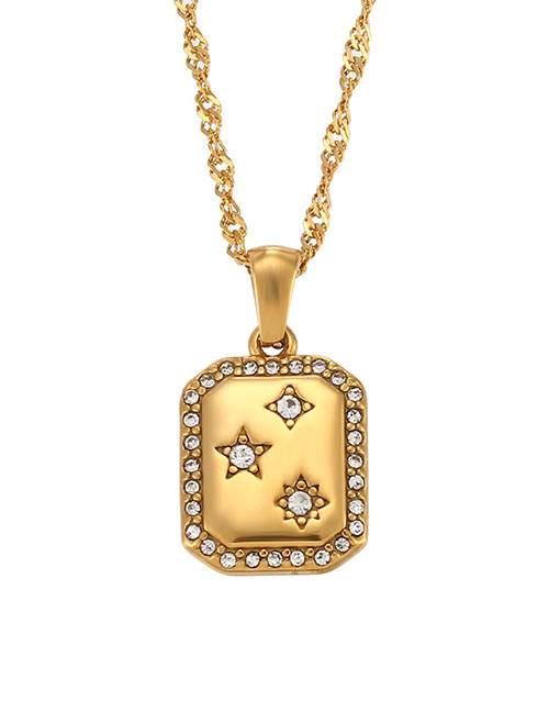 Fashion Necklace Stainless Steel Gold Plated Star Square Necklace