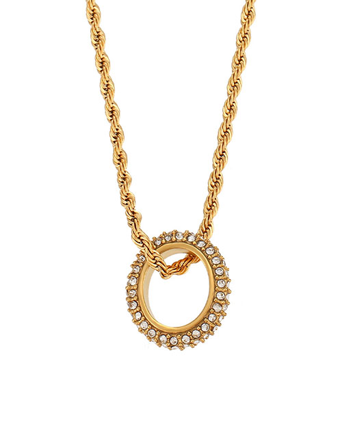 Fashion Gold Color Stainless Steel Zirconium Circle Necklace