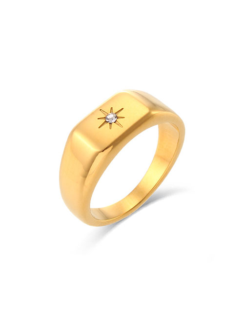 Fashion Gold Color Stainless Steel Zirconium Starburst Ring