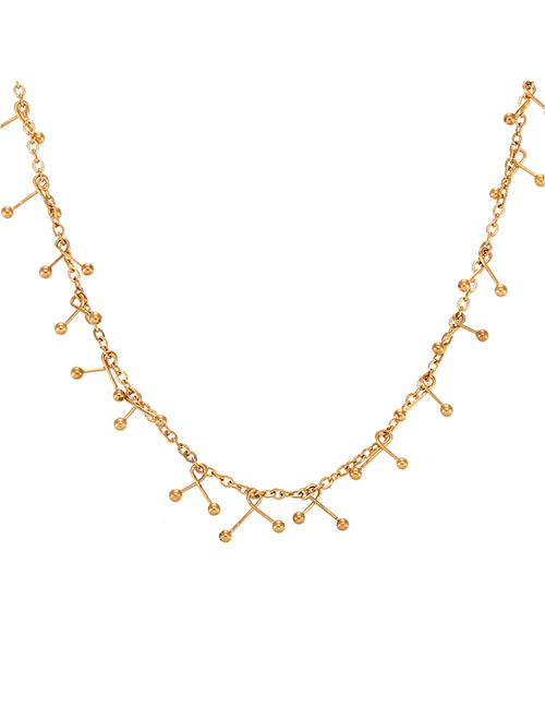 Fashion Gold Color Bead Cross Hook Necklace