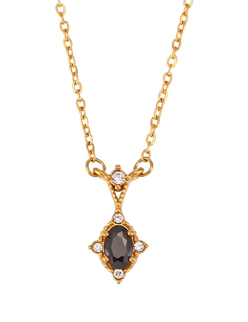 Fashion Black Stainless Steel Zirconium Diamond Necklace