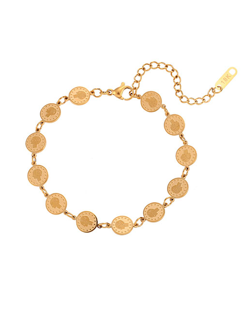 Fashion Gold Color Stainless Steel Gold Plated Portrait Coin Bracelet