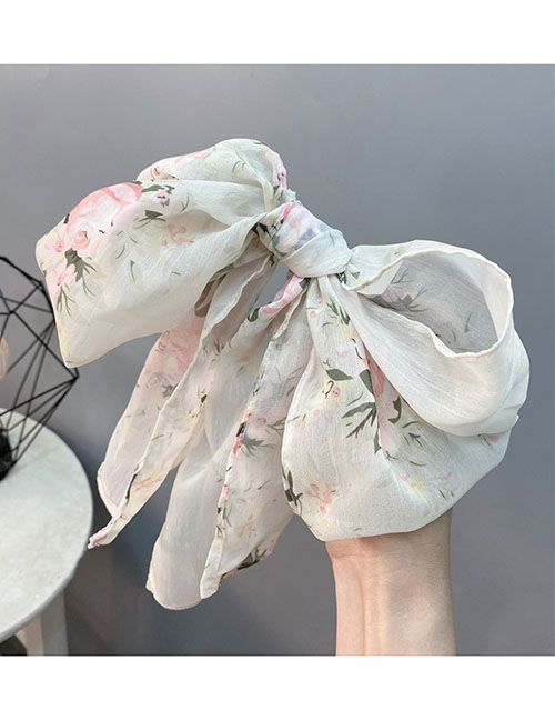 Fashion Beige Flower Floral Bow Hair Clip