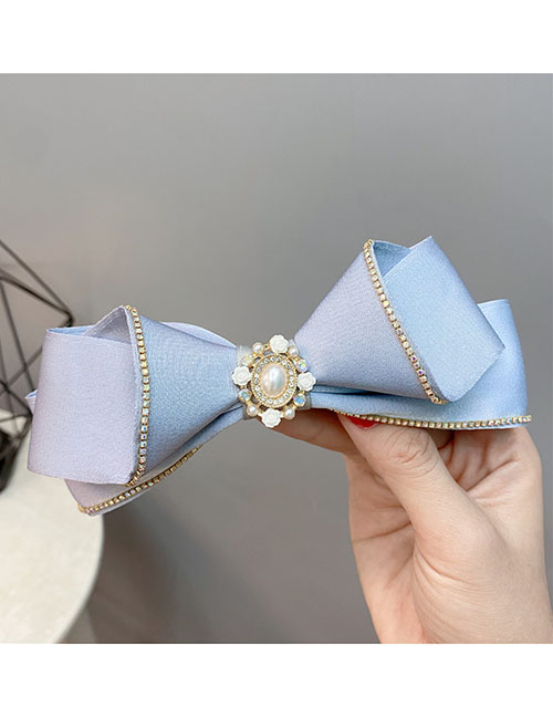 Fashion Purple And Blue Bow Fabric Diamond Bow Hair Clip