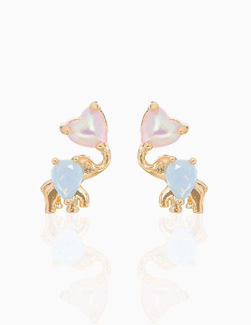 Fashion Gold Pure Copper Love Elephant Stud Earrings