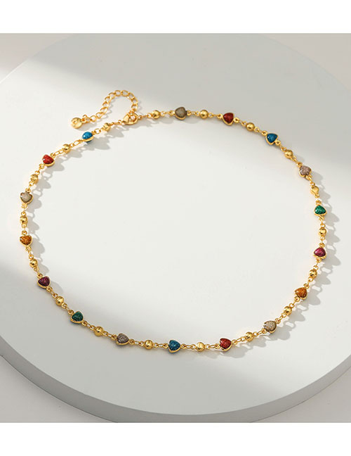 Fashion Gold Copper Gold Plated Glitter Glitter Heart Necklace