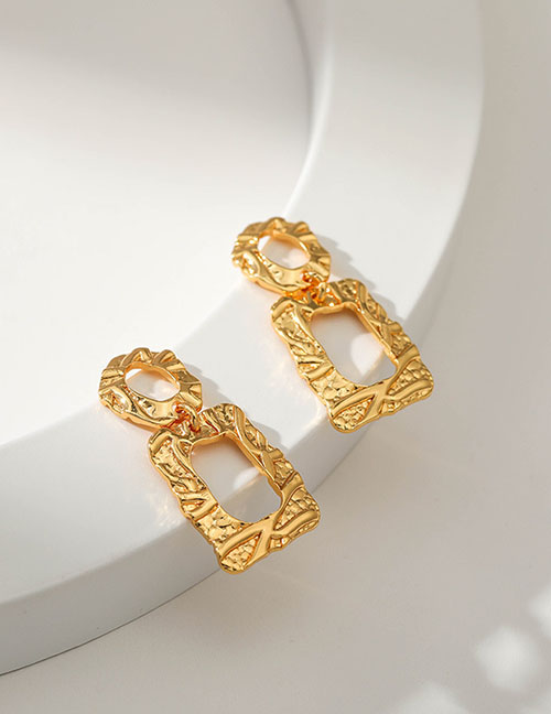 Fashion Gold Copper Gold Plated Irregular Shaped Square Stud Earrings