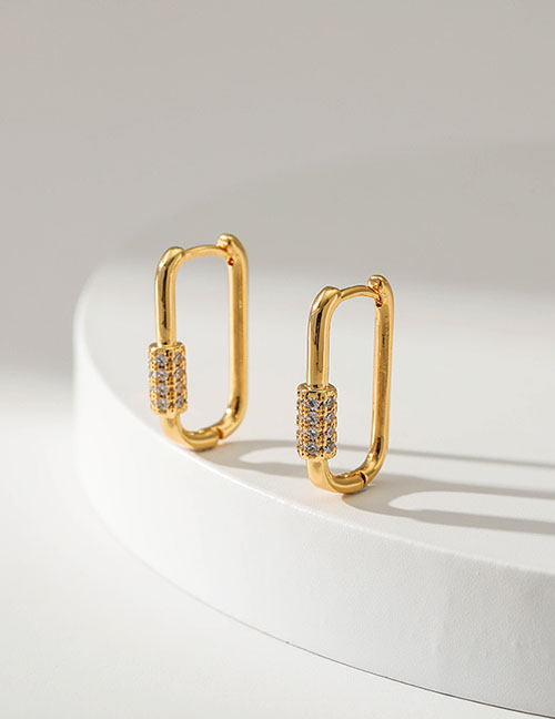Fashion Gold Copper Gold Plated Zirconia U-shaped Earrings