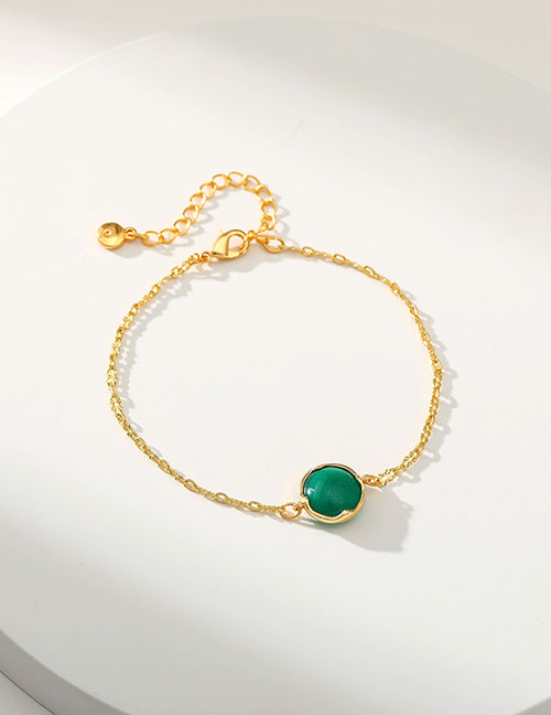 Fashion Green Copper Plated Round Glass Diamond Bracelet