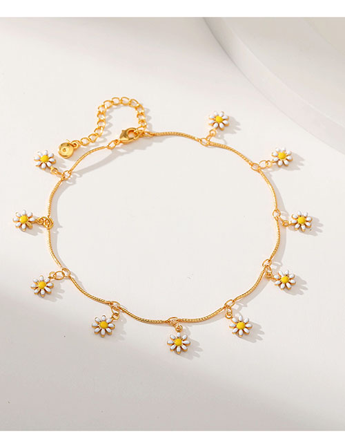 Fashion Gold Brass Gold-plated Oil-drip Daisy Anklet